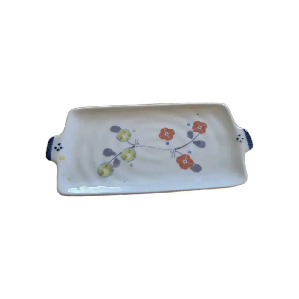 Trinket Tray All Purpose Hand Painted Gold Highlights Holds Keys Pens Earrings